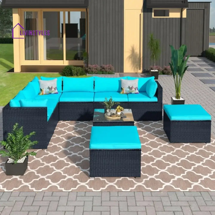 Petra 5-Piece Outdoor Wicker Furniture Set Modern Outdoor L-Shaped - Sofa Set