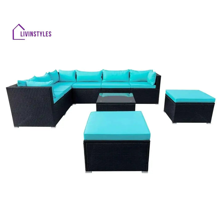Petra 5-Piece Outdoor Wicker Furniture Set Modern Outdoor L-Shaped - Sofa Set