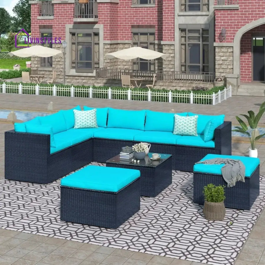 Petra 5-Piece Outdoor Wicker Furniture Set Modern Outdoor L-Shaped - Sofa Set