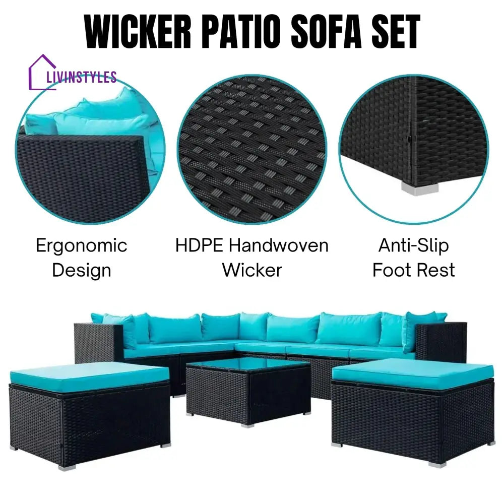 Petra 5-Piece Outdoor Wicker Furniture Set Modern Outdoor L-Shaped - Sofa Set