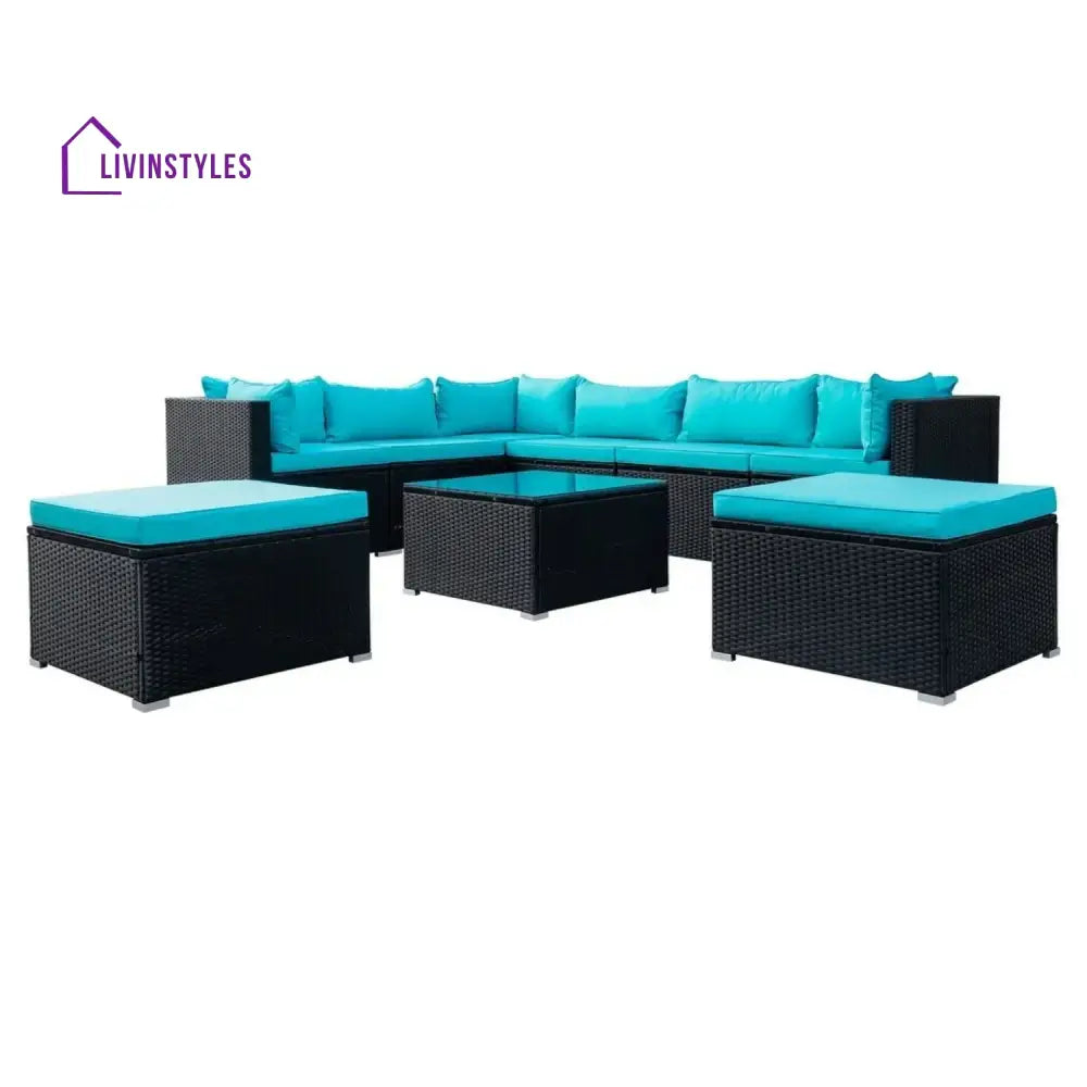 Petra 5-Piece Outdoor Wicker Furniture Set Modern Outdoor L-Shaped - Sofa Set