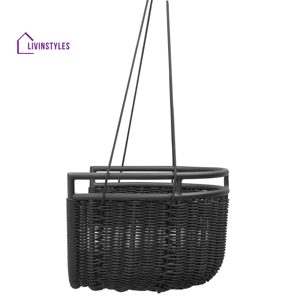 Petra Single Seater Hanging Swing Without Stand For Balcony Garden Swing (Black) - Swings