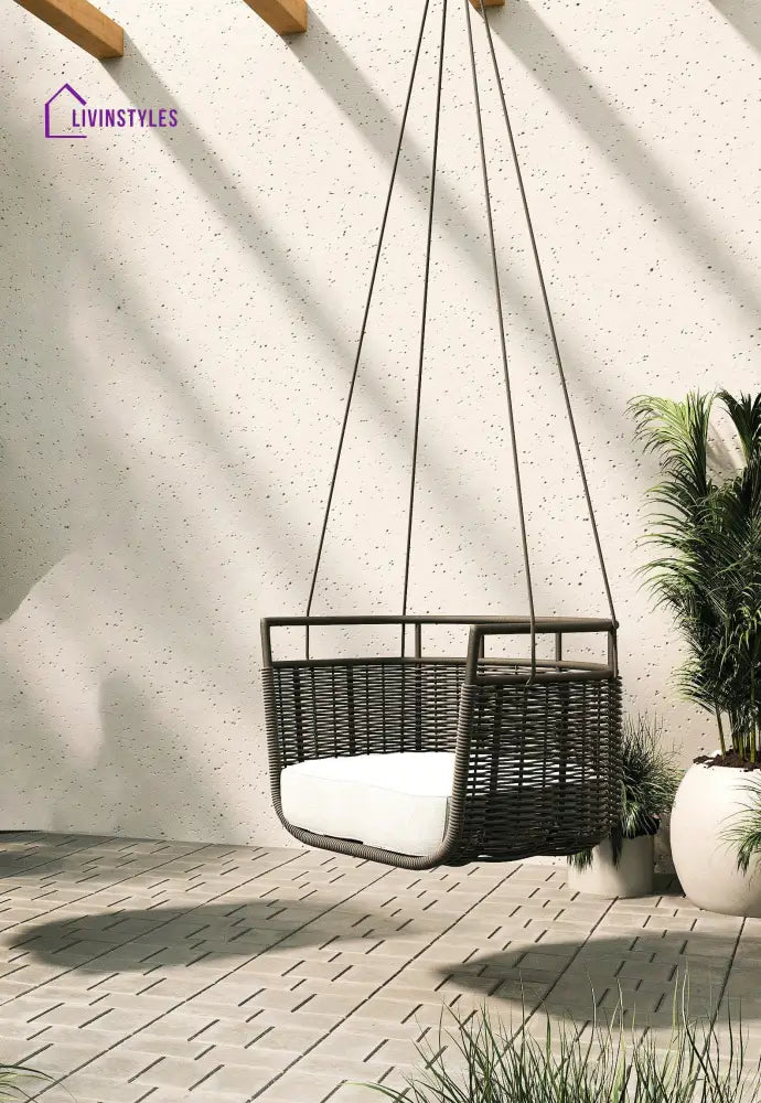 Petra Single Seater Hanging Swing Without Stand For Balcony Garden Swing (Black) - Swings