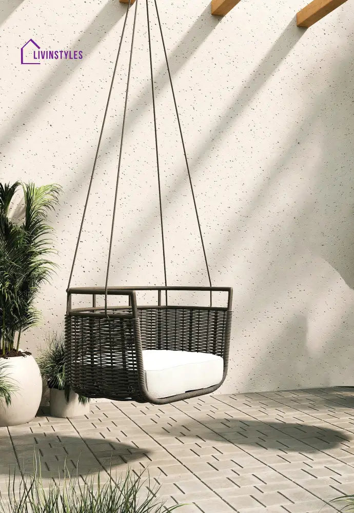 Petra Single Seater Hanging Swing Without Stand For Balcony Garden Swing (Black) - Swings