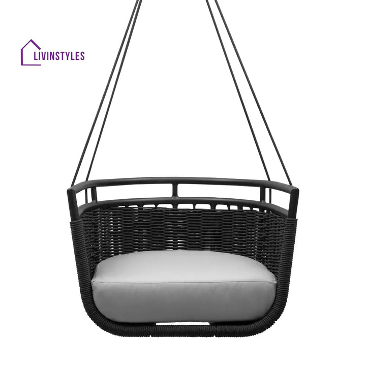 Petra Single Seater Hanging Swing Without Stand For Balcony Garden Swing (Black) - Swings