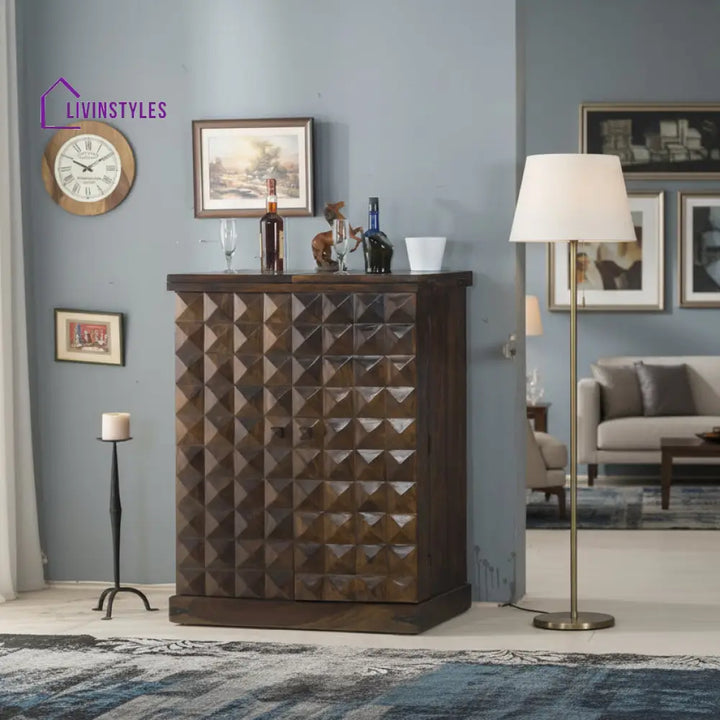 Petro Solid Wood Bar Cabinet L 180 x D 50 x H 120 cm (Opened) L 90 x D 50 x H 123 cm (Compact) / Walnut Bar
