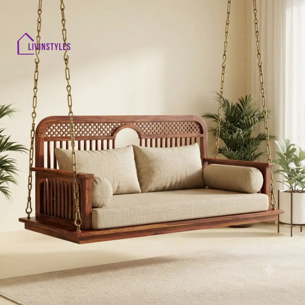 Philippe 2 Seater Wooden Swing for Home | Wooden Jhula for home