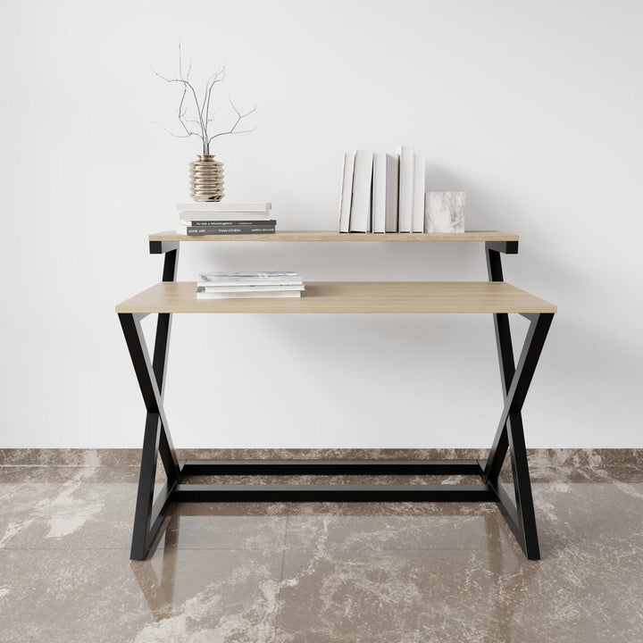 Austin Study Table in White Color with Upper Shelve | Computer Table | Study Table for Home