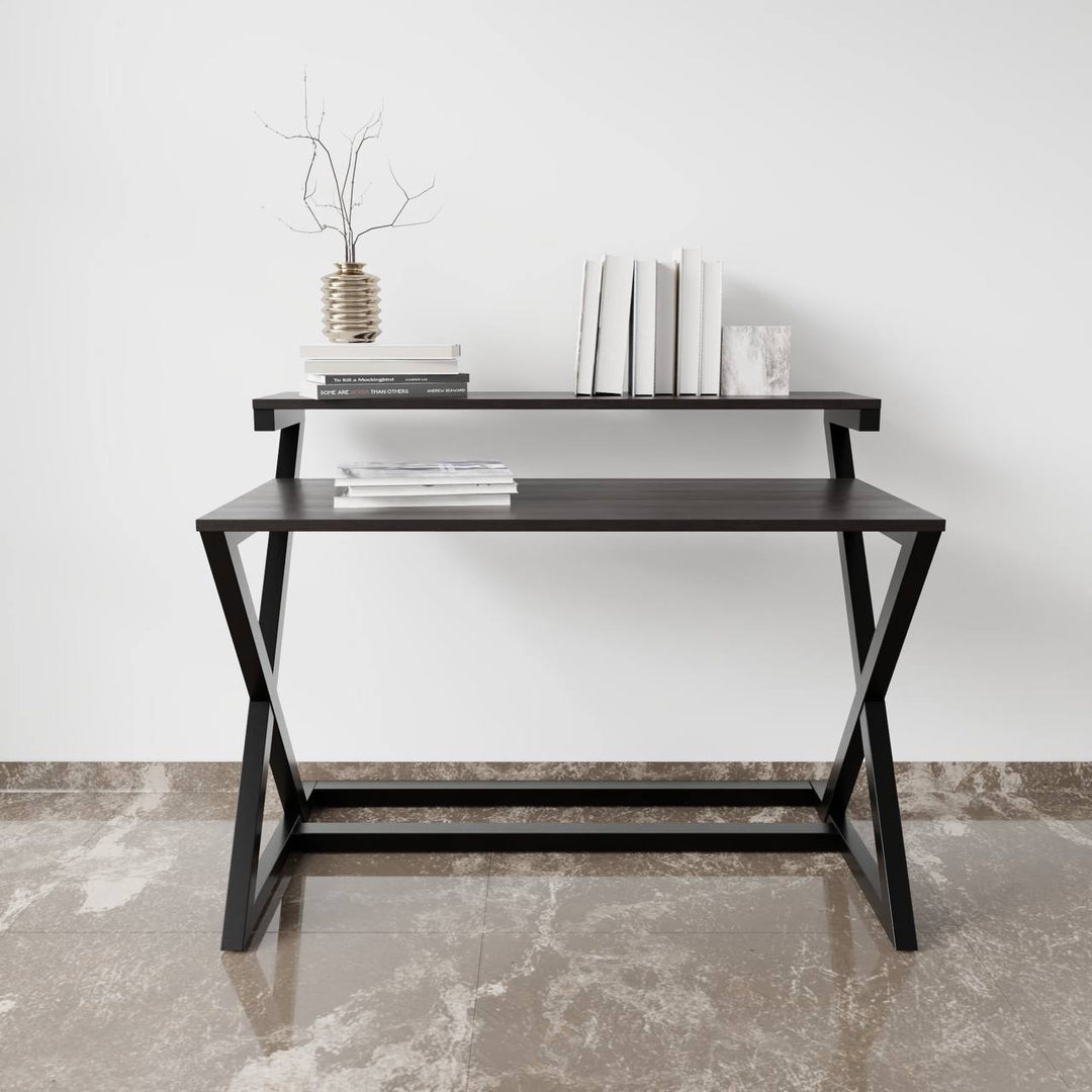 Austin Study Table in White Color with Upper Shelve | Computer Table | Study Table for Home