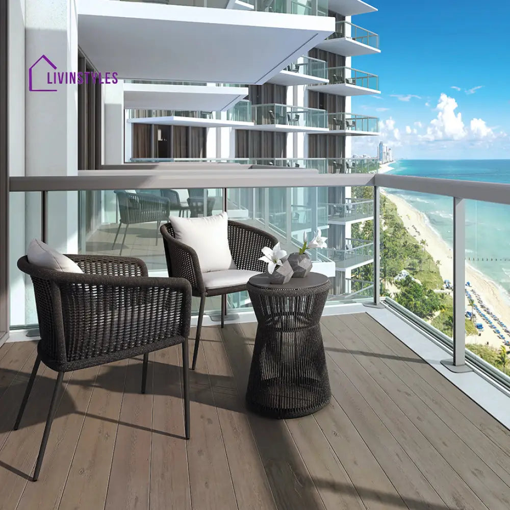 Pico Outdoor Patio Seating Set 2 Chairs and 1 Table Set (Black) Braided & Rope - Coffee Table Sets