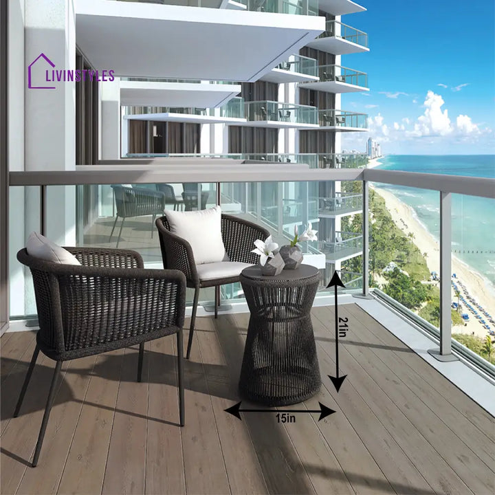 Pico Outdoor Patio Seating Set 2 Chairs and 1 Table Set (Black) Braided & Rope - Coffee Table Sets