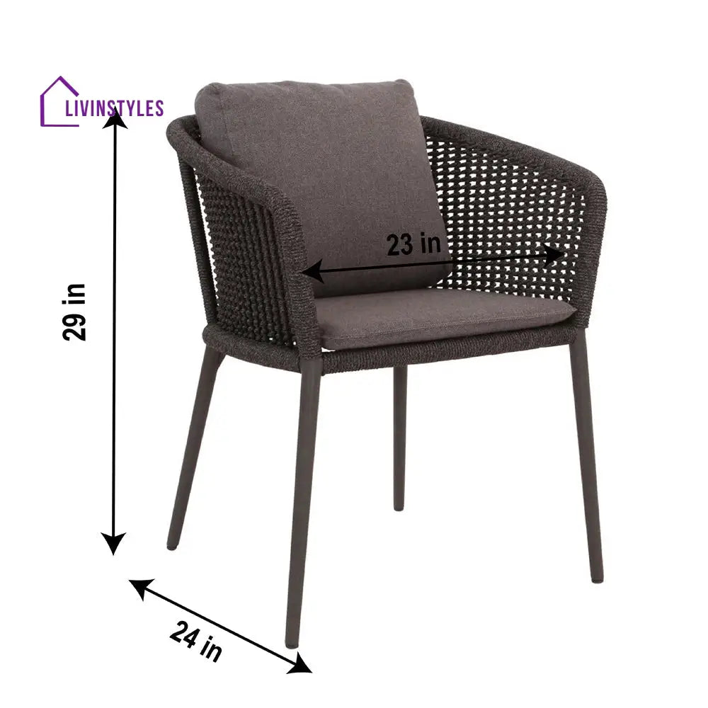 Pico Outdoor Patio Seating Set 2 Chairs and 1 Table Set (Black) Braided & Rope - Coffee Table Sets