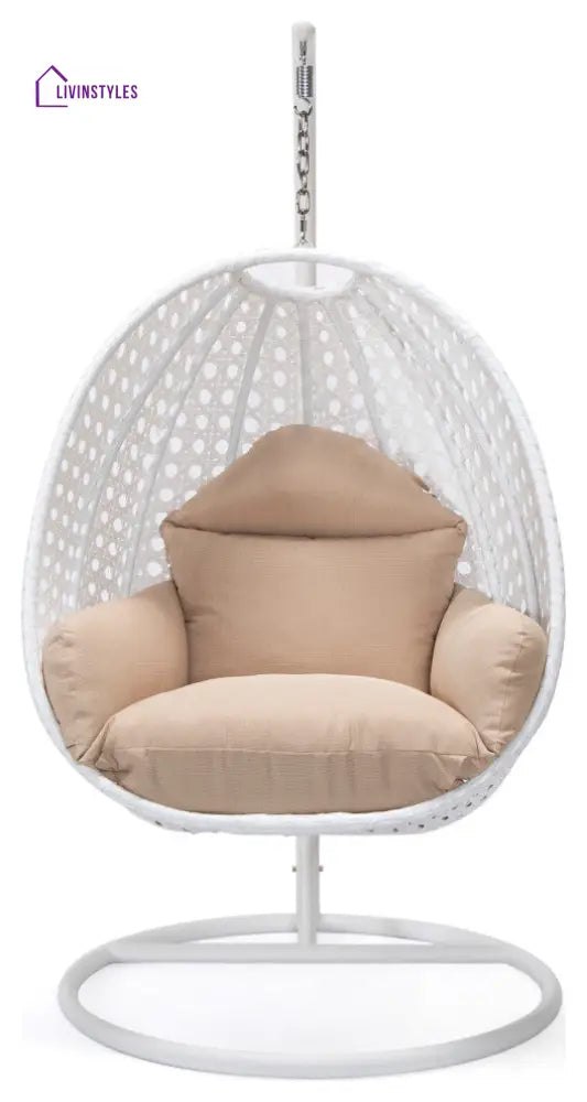 Pico Single Seater Hanging Swing With Stand For Balcony Garden (White) - Swings