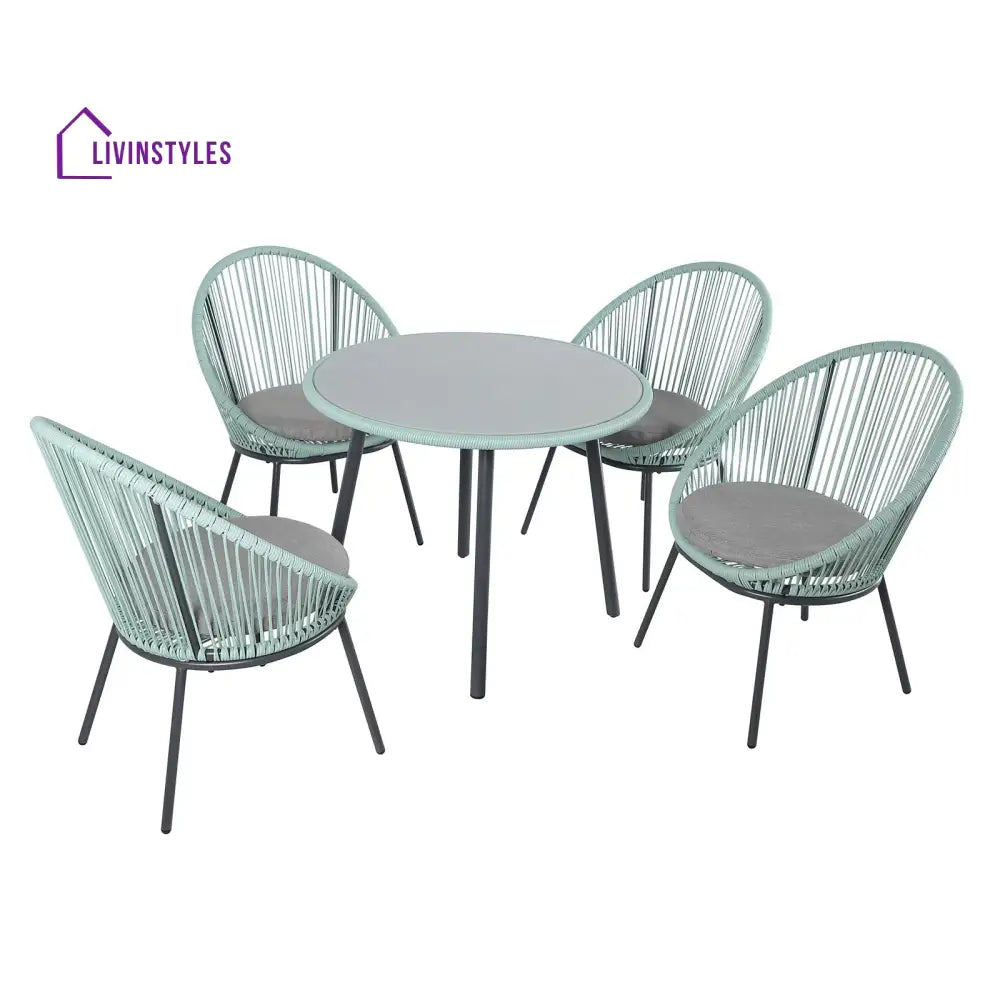 Piel Outdoor Patio Seating Set 4 Chairs and 1 Table Set (Turquoise) - Coffee Table Sets