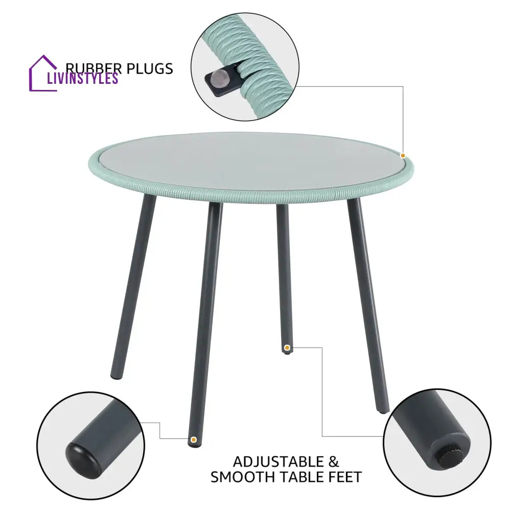 Piel Outdoor Patio Seating Set 4 Chairs and 1 Table Set (Turquoise) - Coffee Table Sets