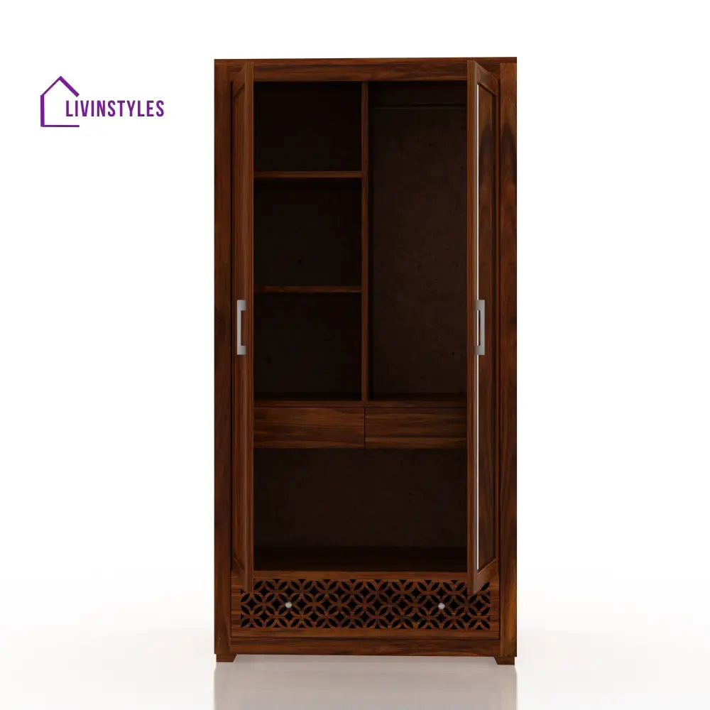 Pilar Jodhpur Solid Sheesham Wood with One Side Mirror Wardrobe Wardrobe