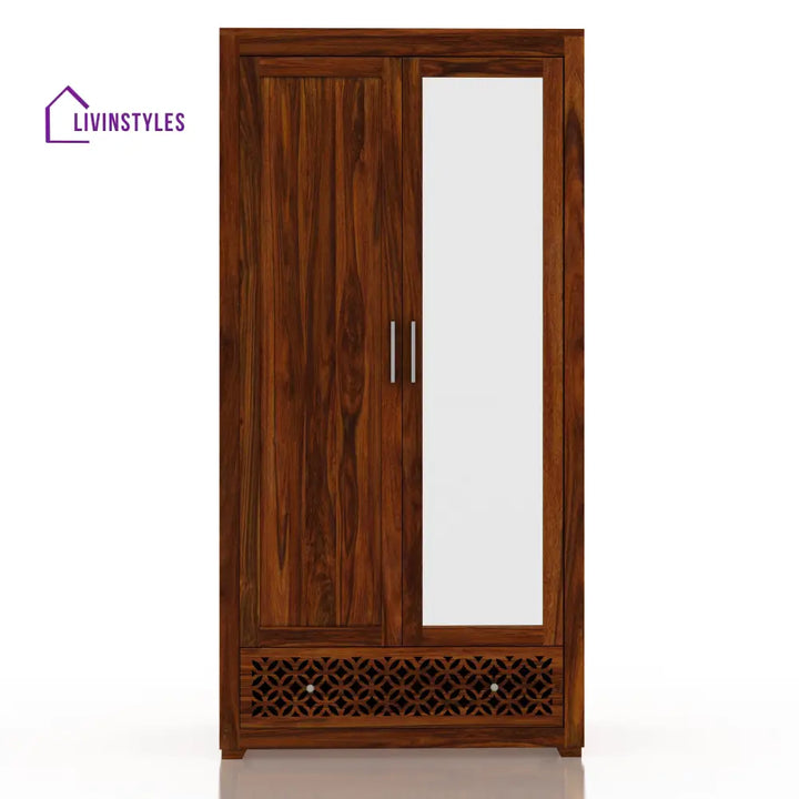 Pilar Jodhpur Solid Sheesham Wood with One Side Mirror Wardrobe Wardrobe