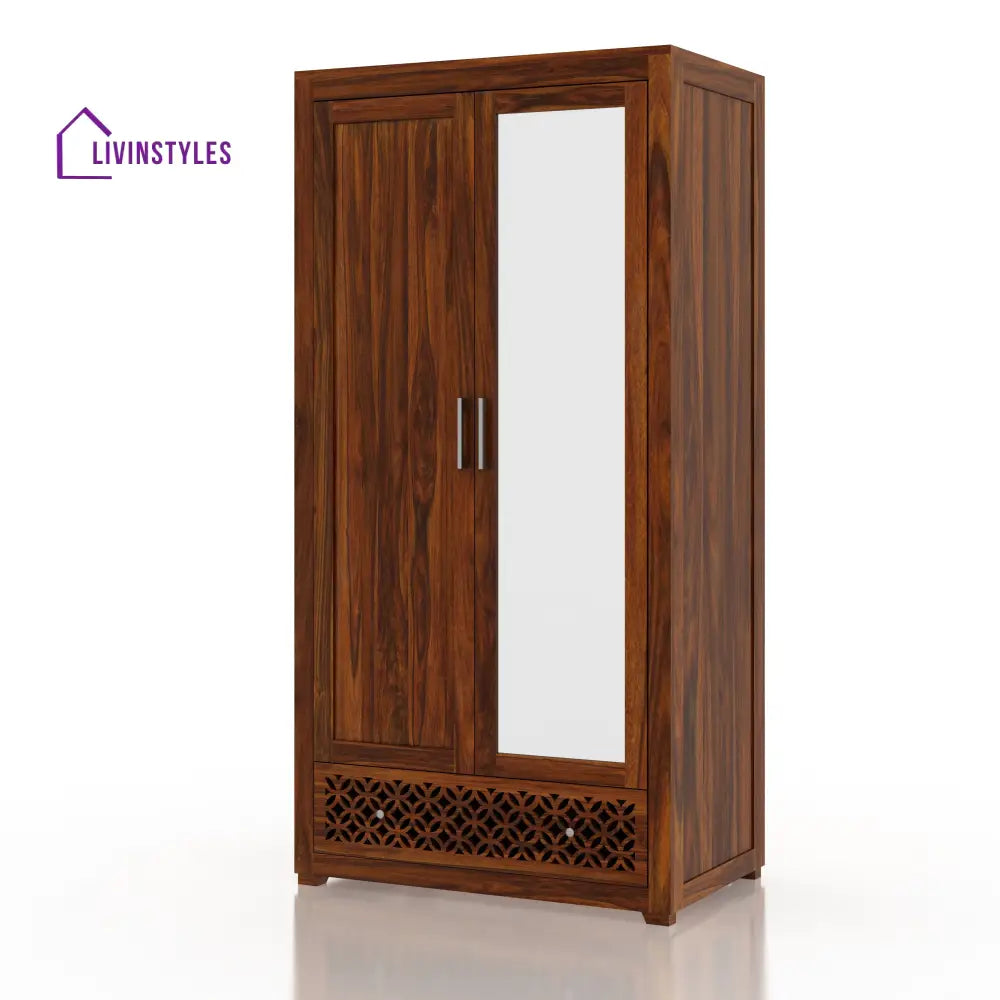 Pilar Jodhpur Solid Sheesham Wood with One Side Mirror Wardrobe Wardrobe