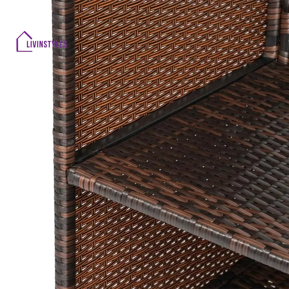 Pilar Outdoor Rattan Wicker Bar Table With Storage Selves - Bar Table