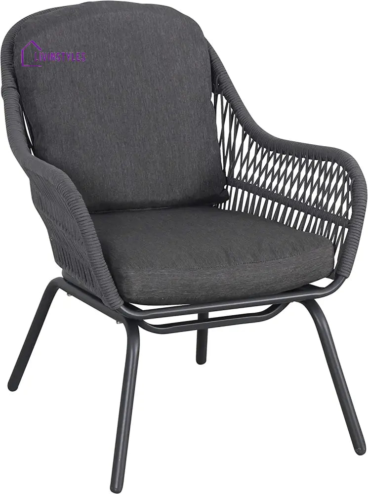 Pillar Outdoor Patio Seating Set 2 Chairs and 1 Table Set (Dark Grey) Braided & Rope - Coffee Table Sets