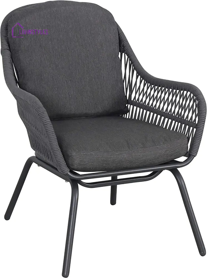 Pillar Outdoor Patio Seating Set 2 Chairs and 1 Table Set (Dark Grey) Braided & Rope - Coffee Table Sets