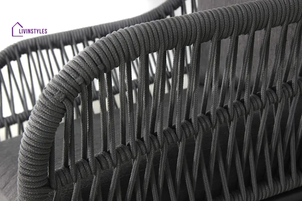 Pillar Outdoor Patio Seating Set 2 Chairs and 1 Table Set (Dark Grey) Braided & Rope - Coffee Table Sets
