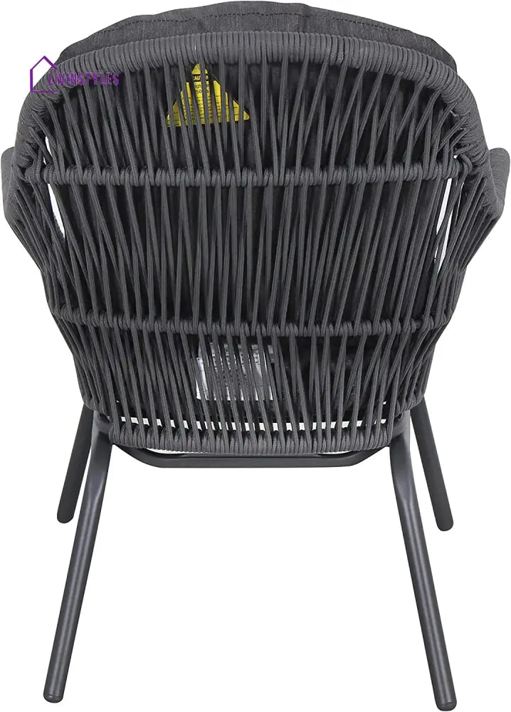 Pillar Outdoor Patio Seating Set 2 Chairs and 1 Table Set (Dark Grey) Braided & Rope - Coffee Table Sets