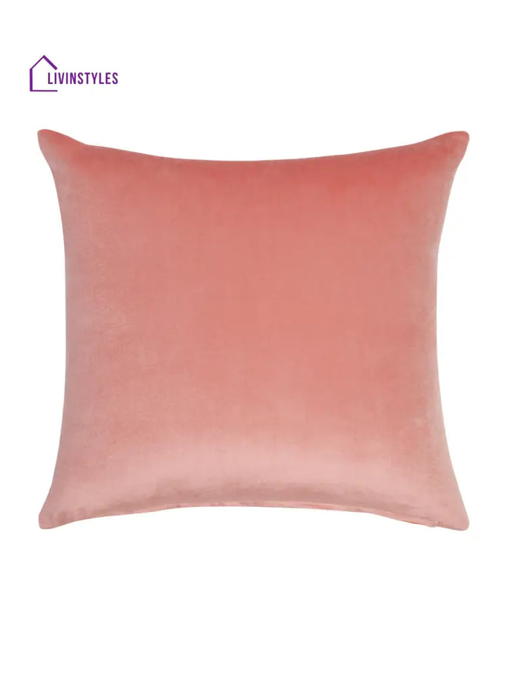 Pink Color Velvet Hand Work Cushion Cover Set Of 2 (18X18 Inch)