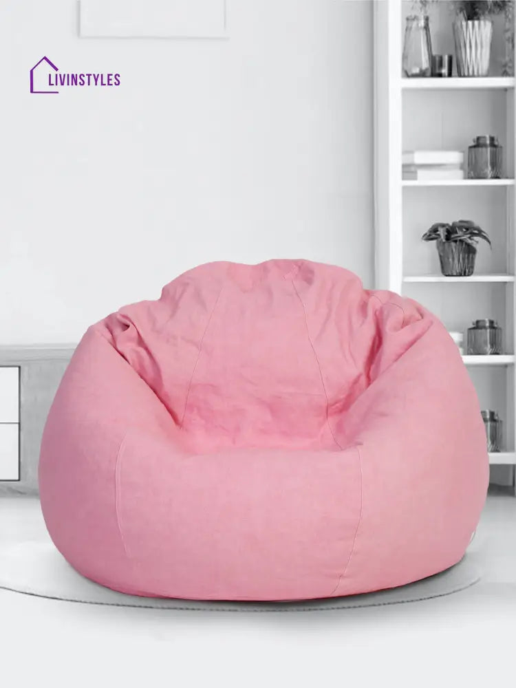 Pink Solid Xxl Bean Bag Cover