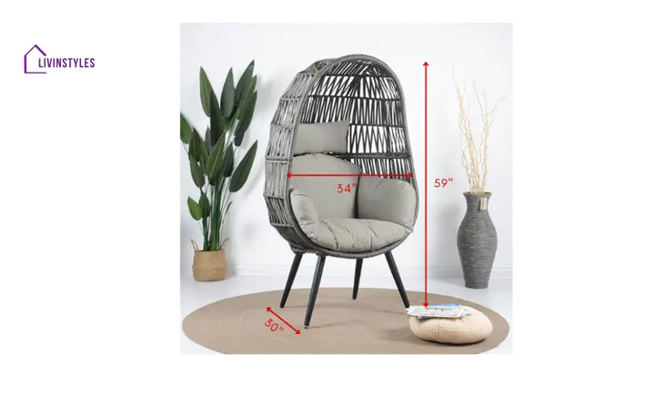 Pino Single Seater Swing Basket For Balcony & Garden (Grey) - Swings