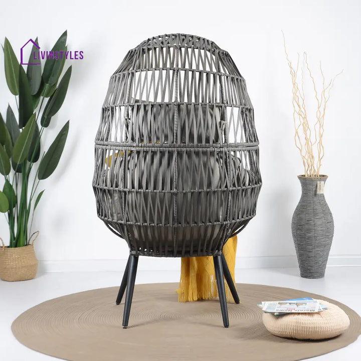 Pino Single Seater Swing Basket For Balcony & Garden (Grey) - Swings