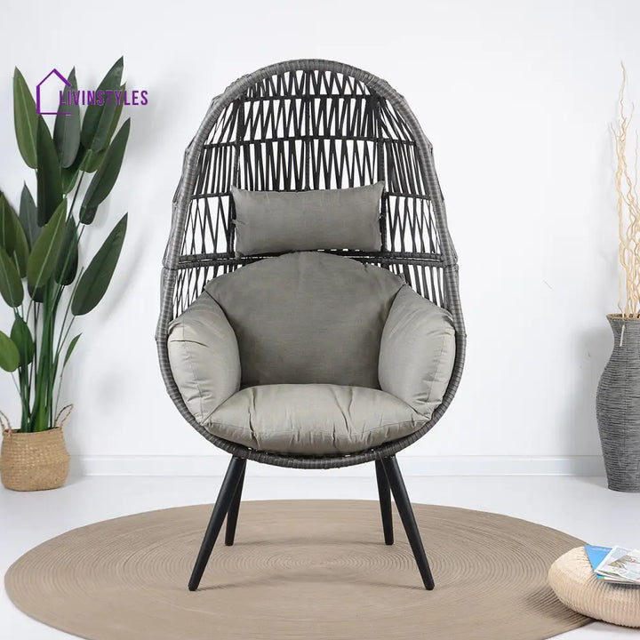 Pino Single Seater Swing Basket For Balcony & Garden (Grey) - Swings