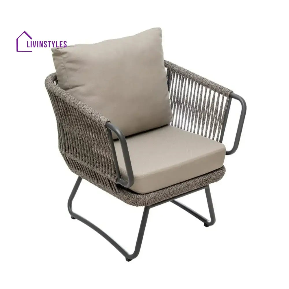 Pinon Outdoor Garden Balcony Sofa Set 2 Seater 2 Single Seater 1 Center Table Set (Beige) Braided and Rope - Sofa Sets