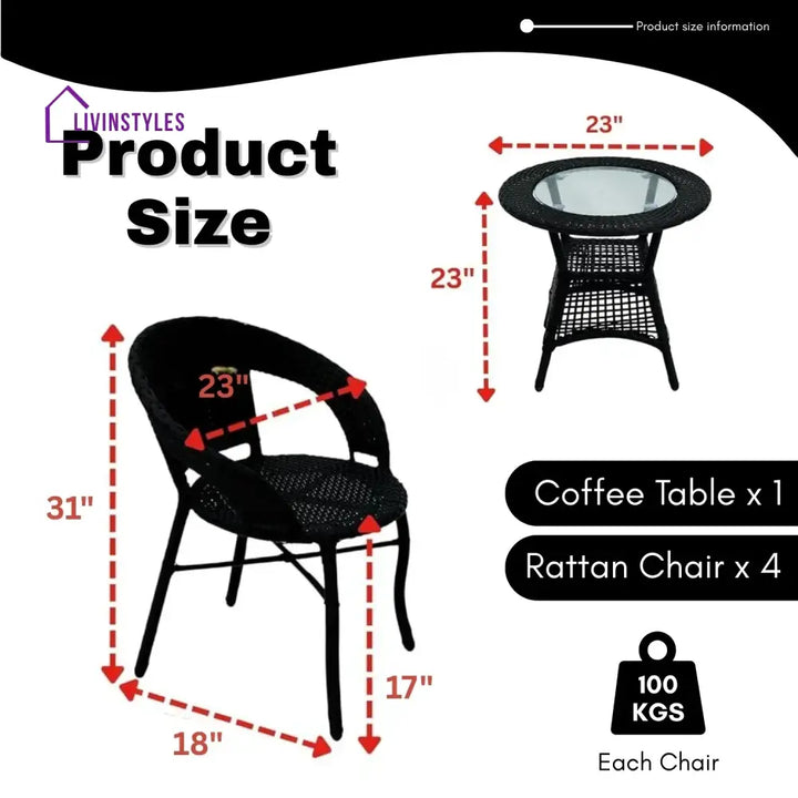 Piper 5-Piece Outdoor Rattan Wicker Patio Bistro Set Patio Set