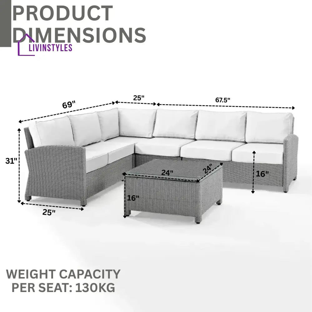 Piper L-Shape Outdoor Wicker Sofa Set - Sofa Set