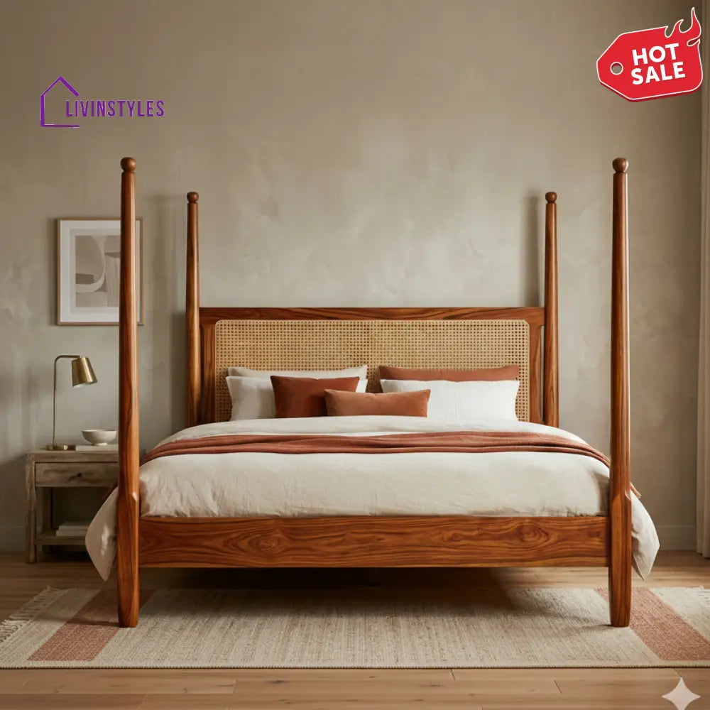Piper Sheesham Wood Poster Bed Without Storage