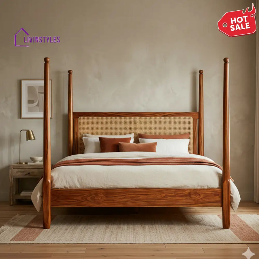 Piper Sheesham Wood Poster Bed Without Storage