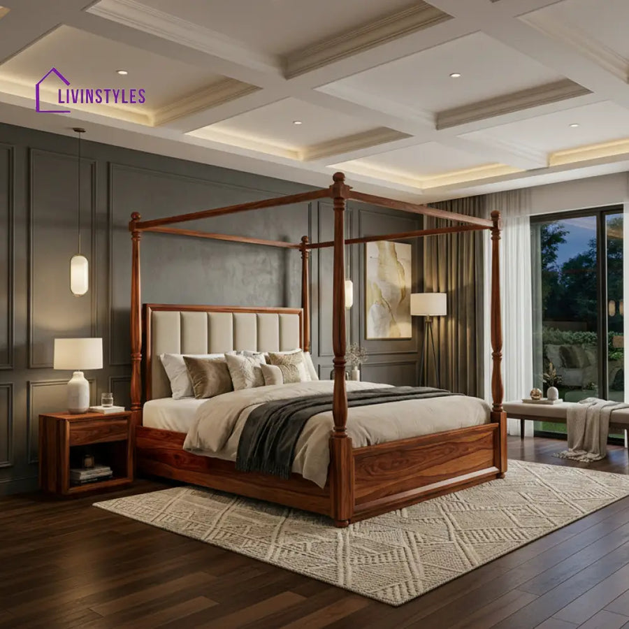 Piripi Sheesham Wood Poster Bed Without Storage