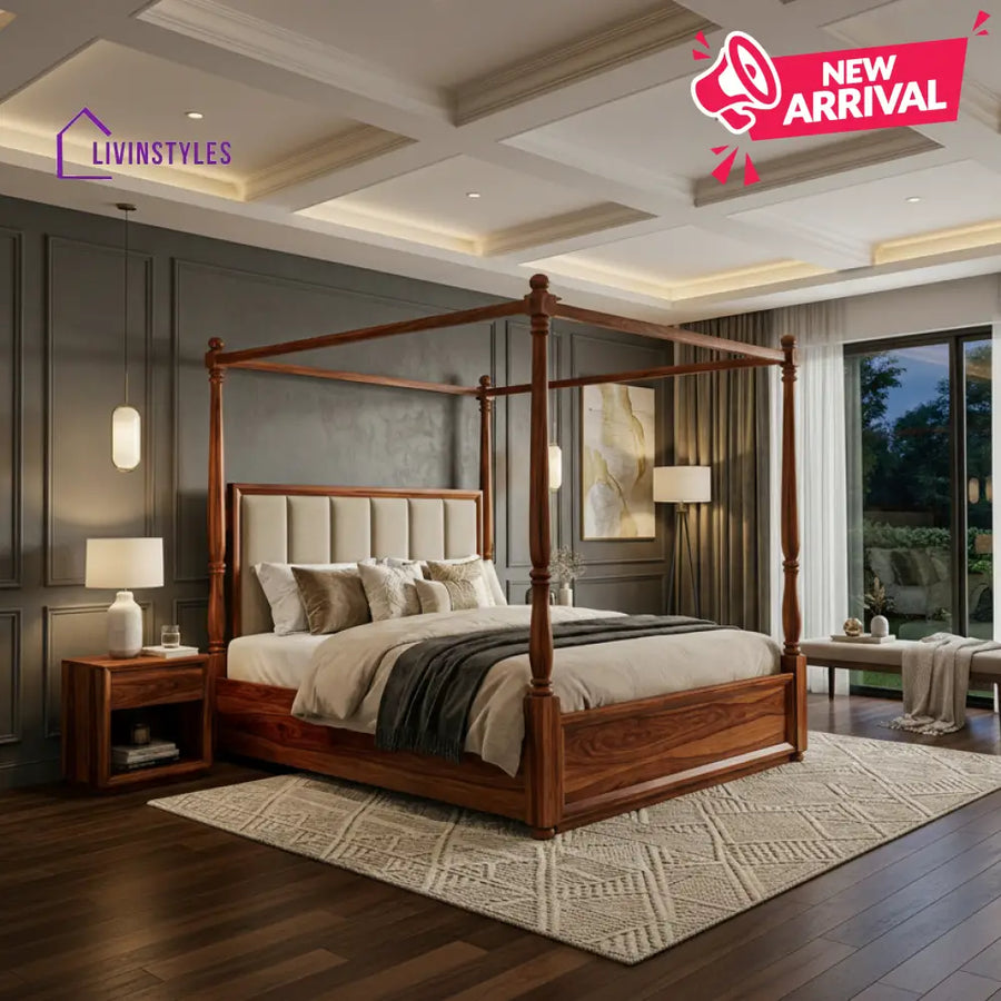 Piripi Sheesham Wood Poster Bed Without Storage