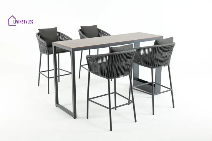 Pirlo Outdoor Patio Bar Sets 4 Chairs and 1 Table (Dark Grey) - Bar Sets