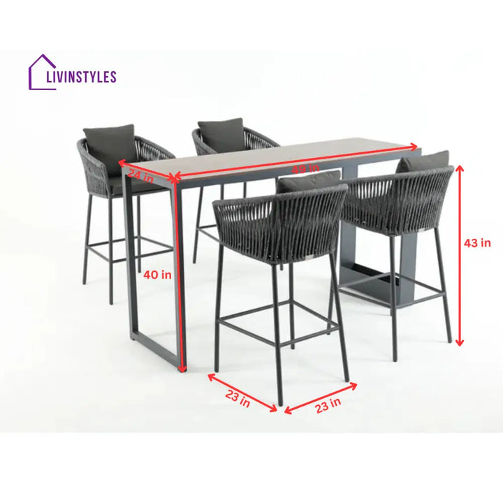 Pirlo Outdoor Patio Bar Sets 4 Chairs and 1 Table (Dark Grey) - Bar Sets