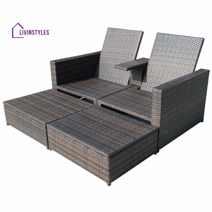 Pirozzi Outdoor Poolside Sunbed With Cushion Daybed (Brown) - Sunbed