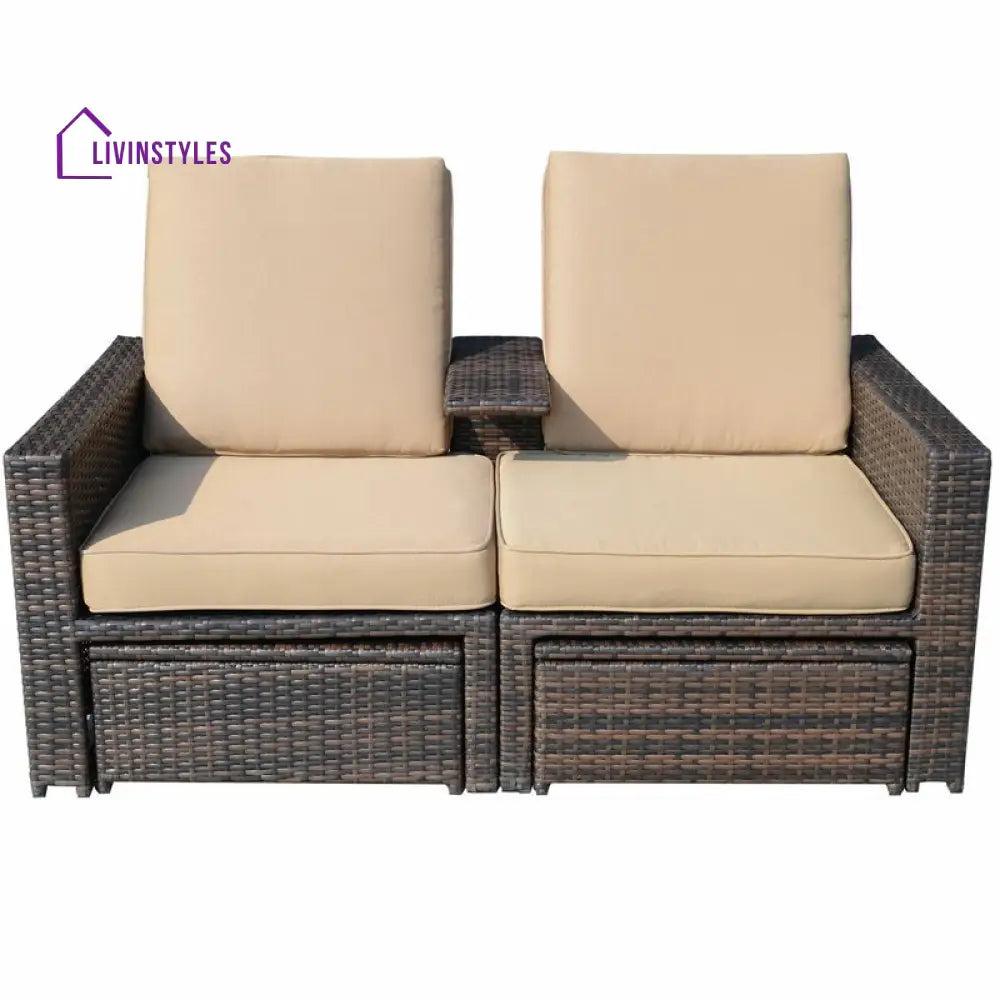 Pirozzi Outdoor Poolside Sunbed With Cushion Daybed (Brown) - Sunbed