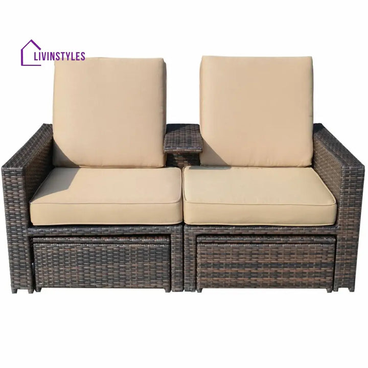 Pirozzi Outdoor Poolside Sunbed With Cushion Daybed (Brown) - Sunbed