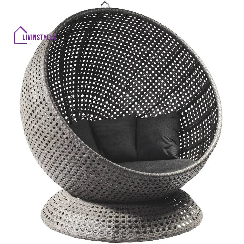 Pirozzi Single Seater Swing Basket For Balcony & Garden (Grey) - Swings
