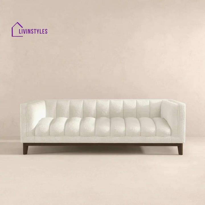 Piyush Cream Three Seater Sofa For Living Room