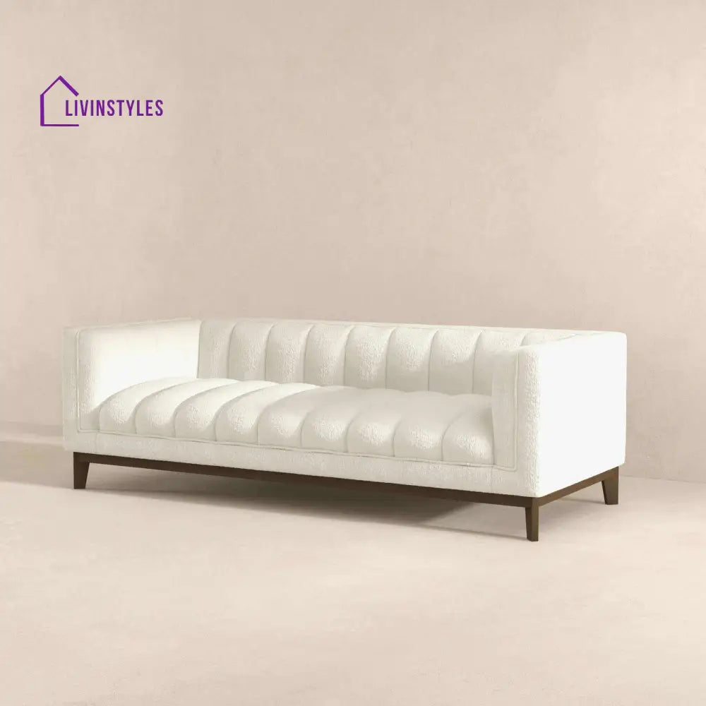 Piyush Cream Three Seater Sofa For Living Room