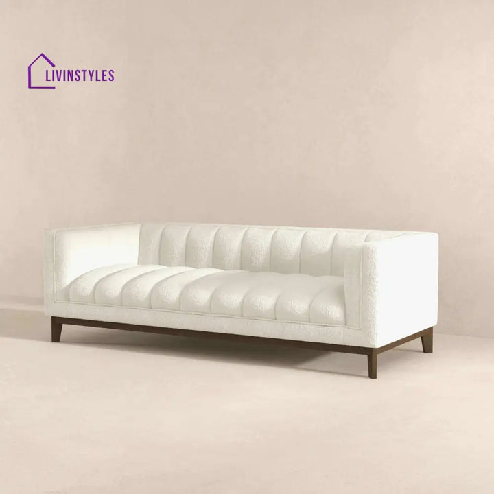 Piyush Cream Three Seater Sofa For Living Room