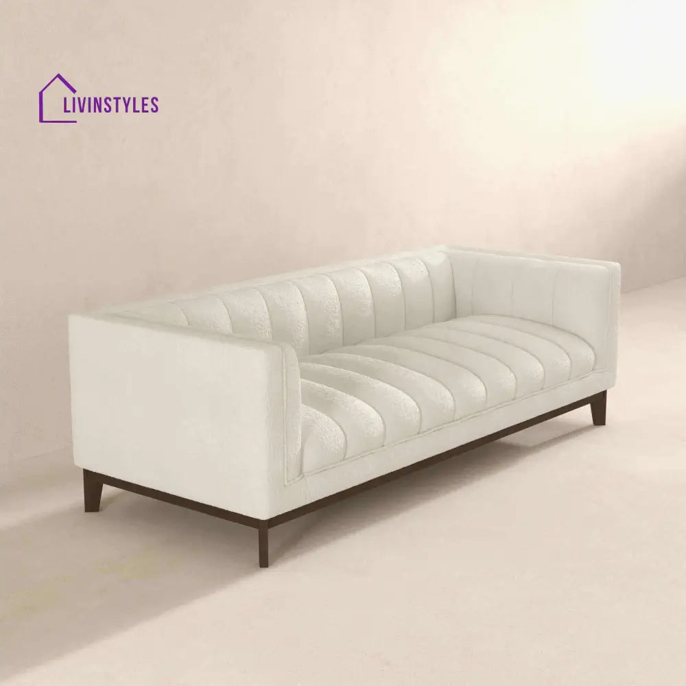 Piyush Cream Three Seater Sofa For Living Room