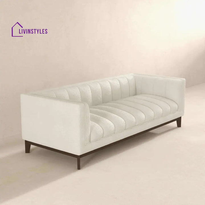 Piyush Cream Three Seater Sofa For Living Room